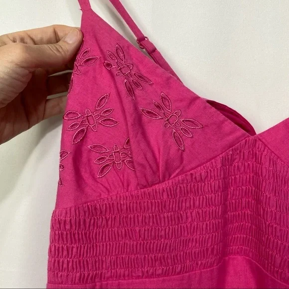 NWT- Manito Trend-Fuchsia Solid Eyelit Tie back Dress -M - Picture 6 of 14